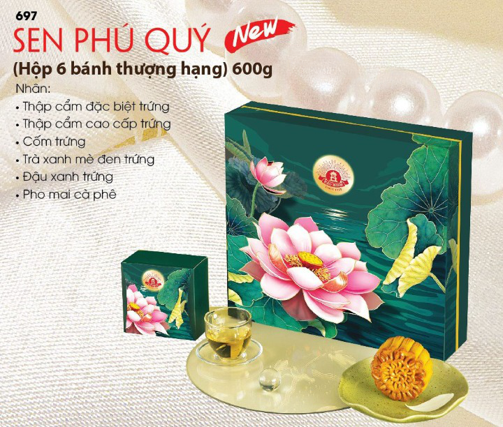 Bánh Trung Thu Bảo Minh Hộp Bánh Thượng Hạng Sen Phú Quý 600g Mã 697 Bánh Trung Thu Bảo Minh Hộp Bánh Thượng Hạng Sen Phú Quý 600g Mã 697