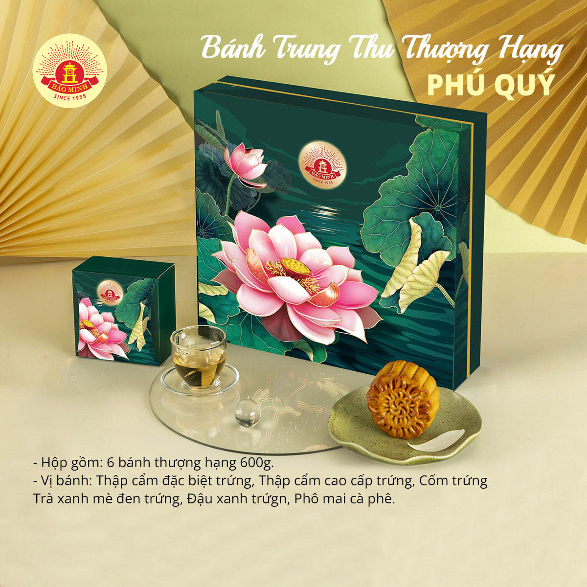 Bánh Trung Thu Bảo Minh Hộp Bánh Thượng Hạng Sen Phú Quý 600g Mã 697 Bánh Trung Thu Bảo Minh Hộp Bánh Thượng Hạng Sen Phú Quý 600g Mã 697