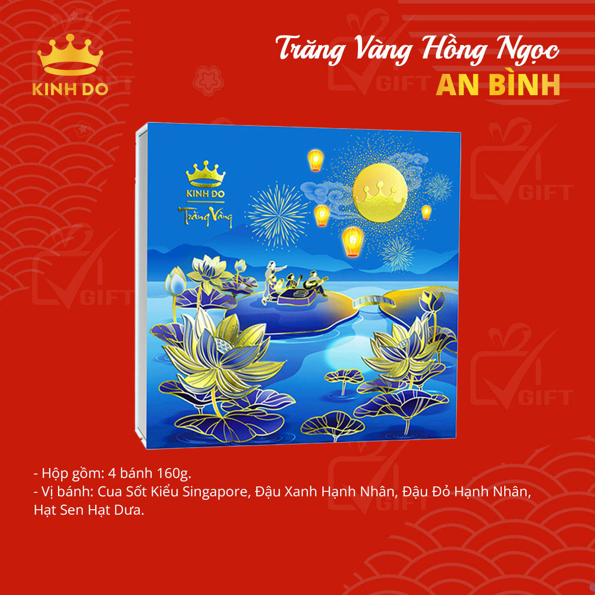 Bánh Trung Thu Kinh Đô Trăng Vàng Hồng Ngọc An Bình [Mã: HNAB]