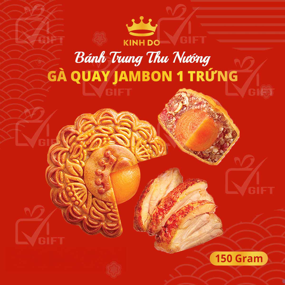 Bánh Trung Thu Kinh Đô Bánh Nướng Gà Quay Jambon 1 Trứng 150g – [Mã: 21]