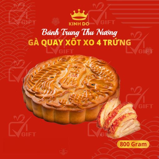 Bánh Trung Thu Kinh Đô Bánh Nướng Gà Quay Sốt X.O 4 Trứng 800g – [Mã: 24]