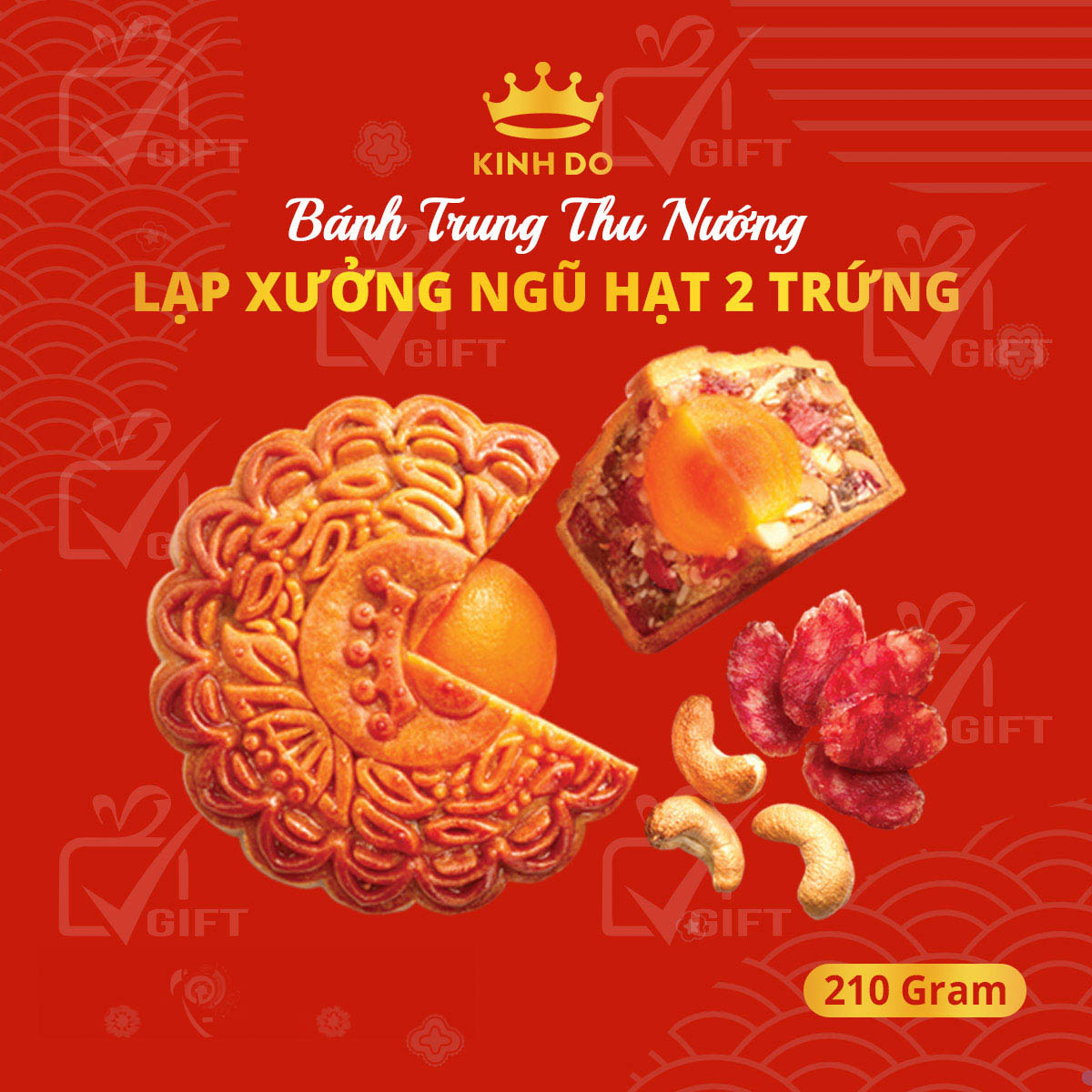 Bánh Trung Thu Kinh Đô Bánh Nướng Lạp Xưởng Ngũ Hạt 2 Trứng 210g – [Mã: 4]