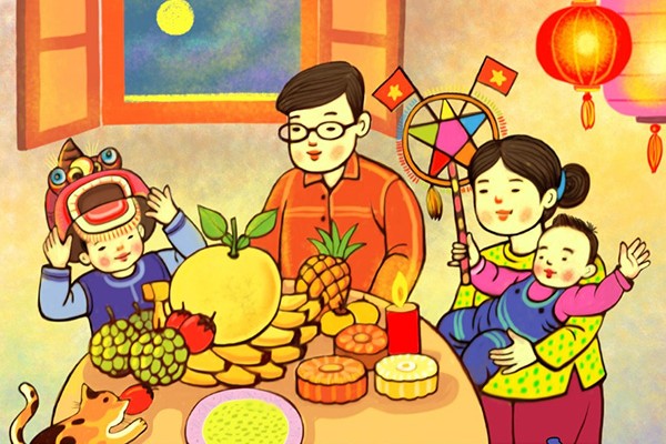 Tranh vẽ mâm ngũ quả trung thu Tranh vẽ mâm ngũ quả trung thu