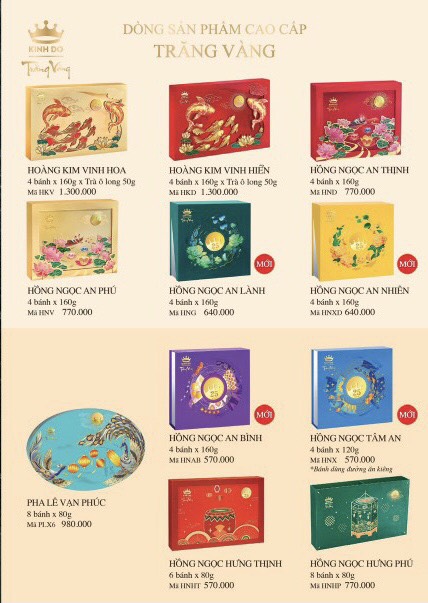 Bảng giá bánh trung thu Kinh Đô