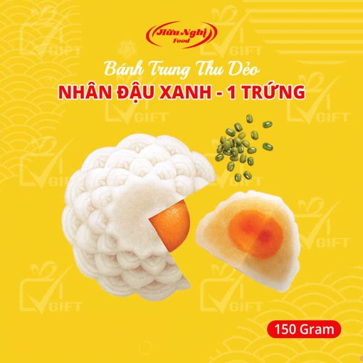 Banh Trung Thu Hữu Nghị Dẻo Nhân Đậu Xanh 1 Trứng 150g